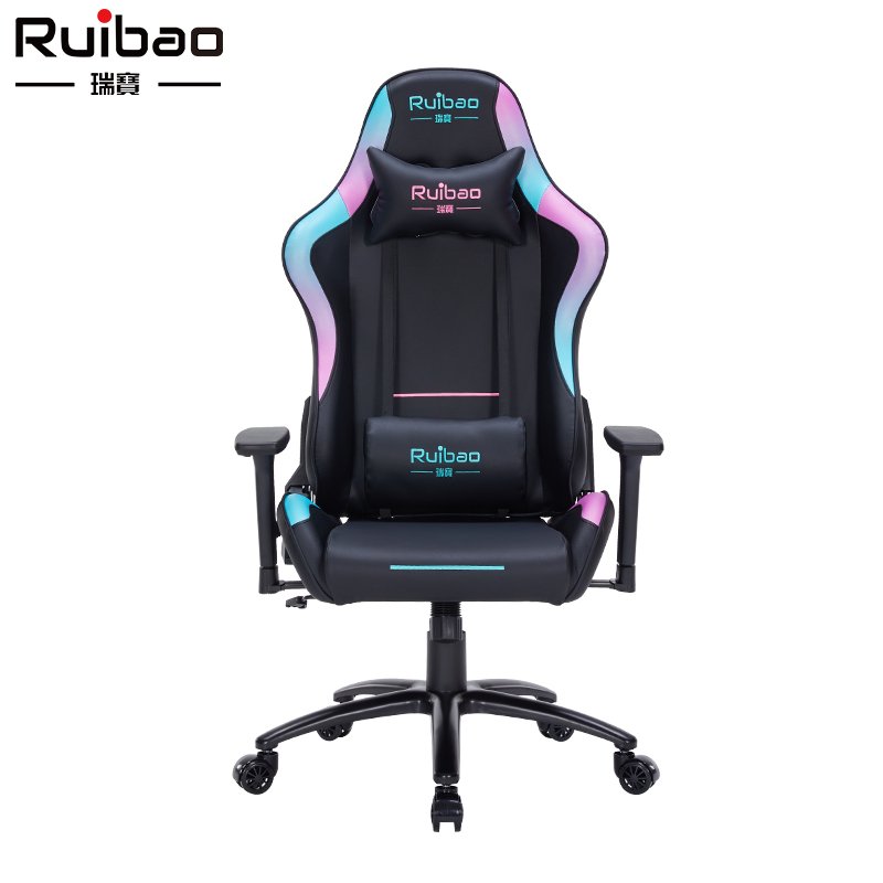 Ruibao modern 3D adjustable armrest, customized backrest support, synthetic leather swivel chair headrest, 4-stage air pressure lifting and tilting function