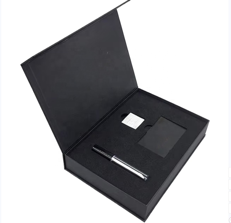 High quality black luxury kraft paper packaging box, magnetic high-quality 3C electronic box
