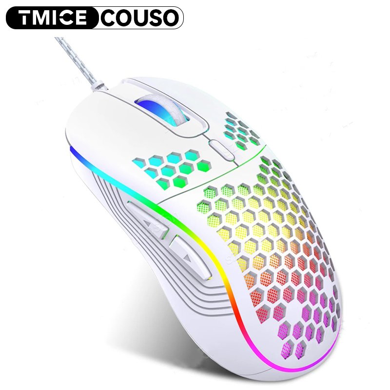 Honeycomb wired gaming mouse RGB backlight 7200 adjustable DPI ergonomic universal serial bus computer mouse, suitable for gaming mice on Windows computers and laptops